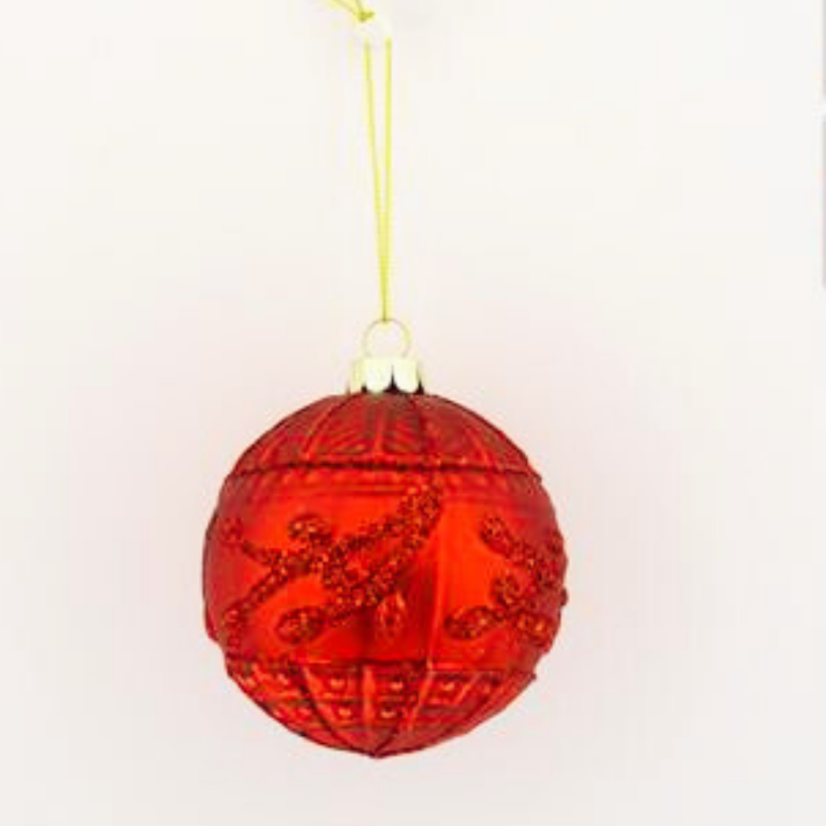 PALLA NATALE IN VETRO ROSSA 8 CM