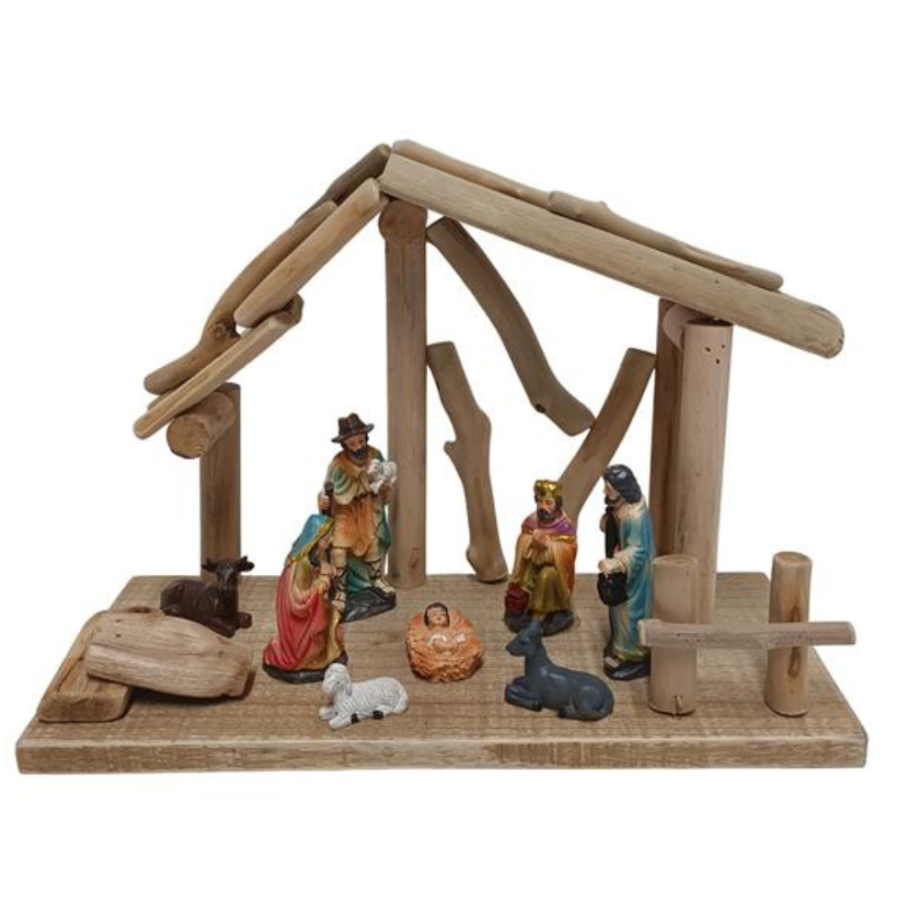 Presepe capanna con Natività 8 pezzi